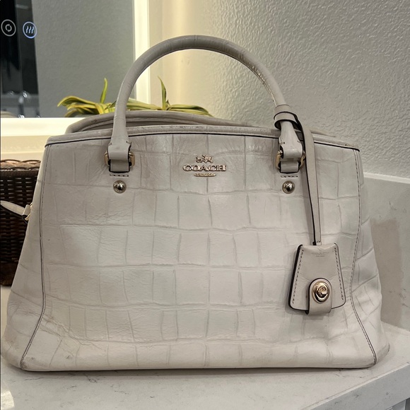 Coach Handbags - Coach Ivory Croc-Embossed Satchel